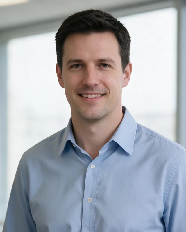 Blue Shirt · Bright Office: Bright office, illustrative style reference